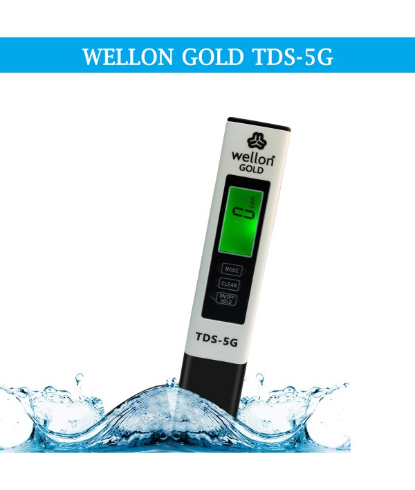 Wellon GOLD 3 in 1 Tds Meter 5G Water Quality Tester Purity Filter TDS, Conductivity & Temp Tester For Household Drinking Water, Swimming Pools, Aquariums, Hydroponics Water Monitoring Device(TDS-5G)